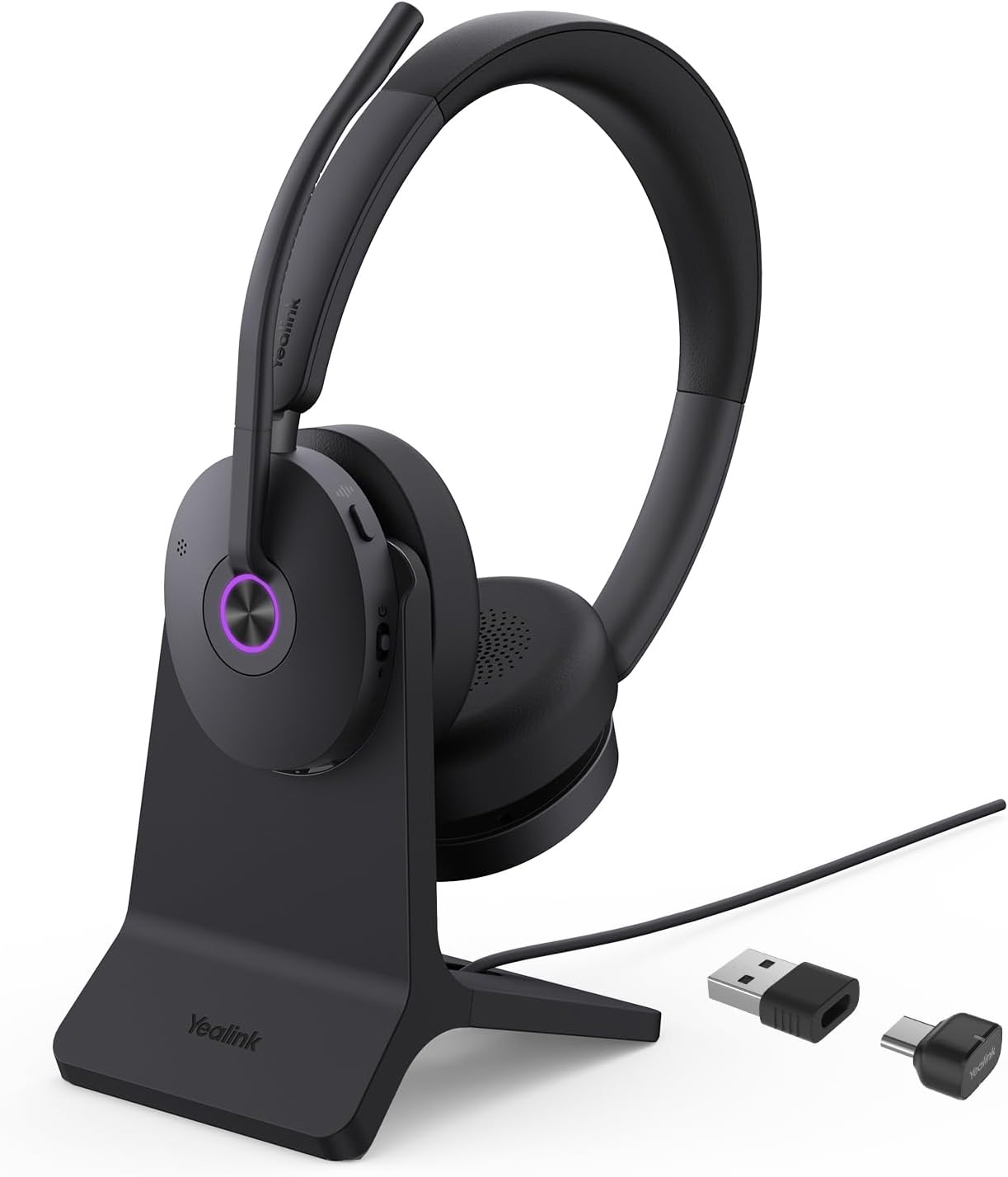 Yealink BH74 with Stand Active Noise Canceling Wireless Headset with Mic for Work, 6-mics Hybrid ANC Microsoft Teams Premium Open Ofﬁce Certified Headsets Bluetooth 5.3, up to 32h Talk, UC Compatible