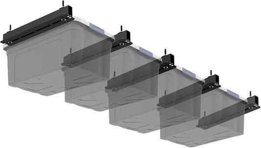 5 Pack Overhead Storage Bin Rack, Ceiling Racks for Utility Bins Organization, Heavy Duty Rack Ceiling Garage Storage for Supports Most Bins Container (for 4 Bins, Bins are not included)