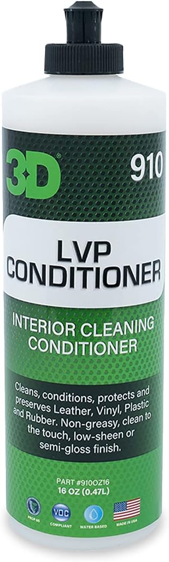 3D Leather, Vinyl & Plastic Conditioner | Restores, Conditions & Protects Car Interiors | Non-Greasy UV Protection for Seats, Steering Wheels, & Trim |16 oz