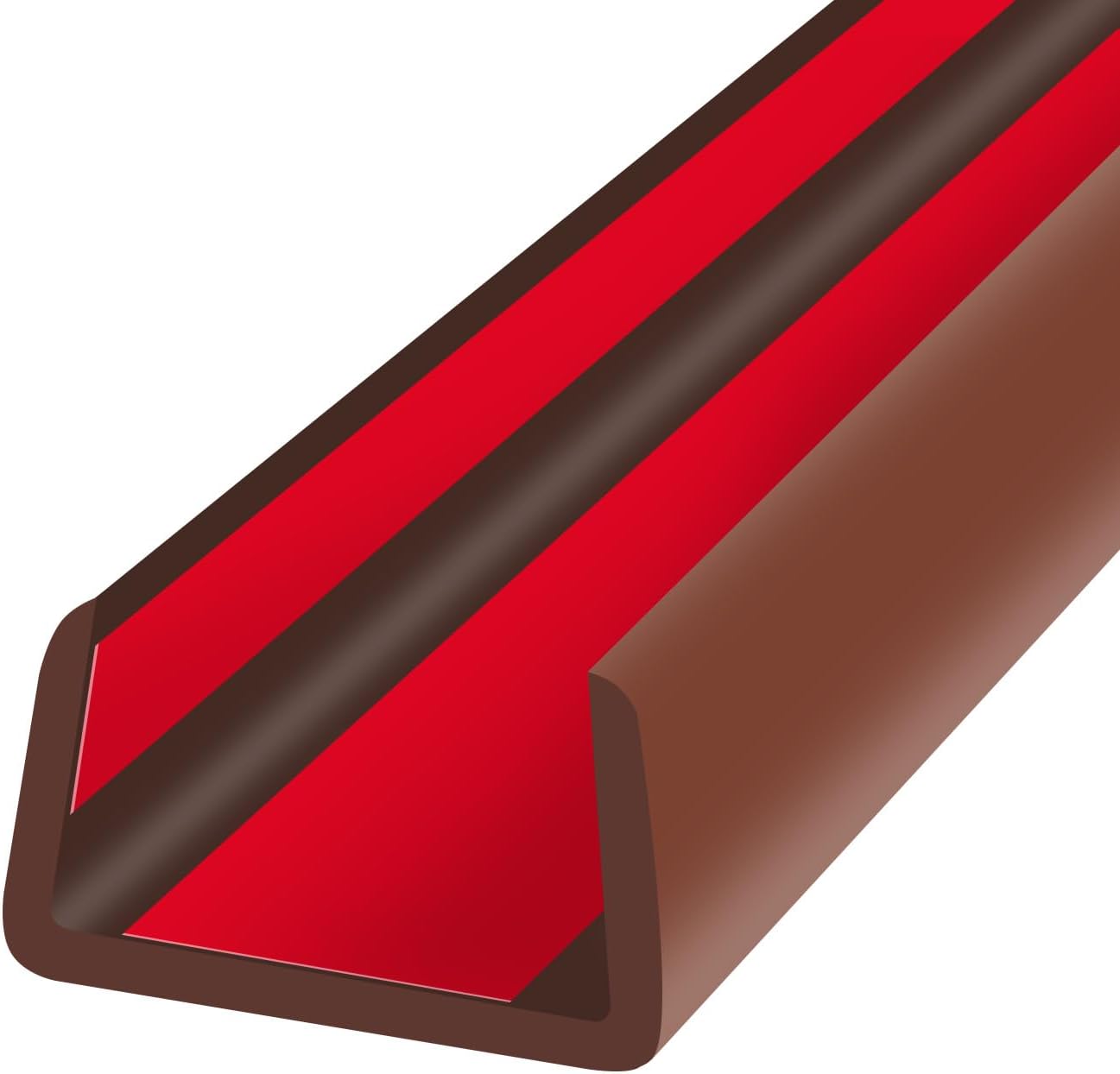 Rubber Edge Trim, Flexible Self Adhesive U Shaped Edge Banding, 1"(25.4mm) U Channel Furniture(Cabinet, Drawer, Desk, Table, Counter Top) Edge Protector, Edge Guards for Woods, 20Ft, Brown