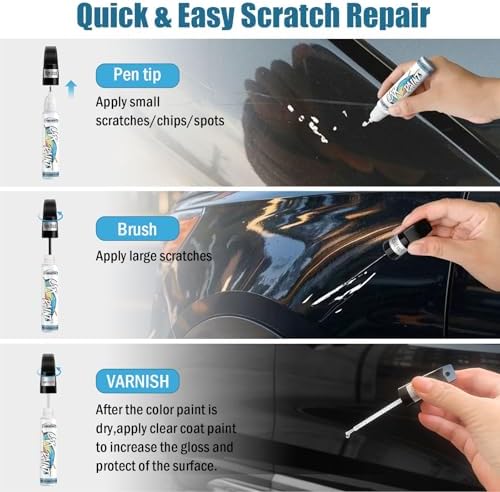 Radiant Black Touch Up Paint for Cars, Car Paint Scratch Repair Pen,Color Accurate Quick and Easy Fix Chip Rim Scuff Repair(Radiant Black)