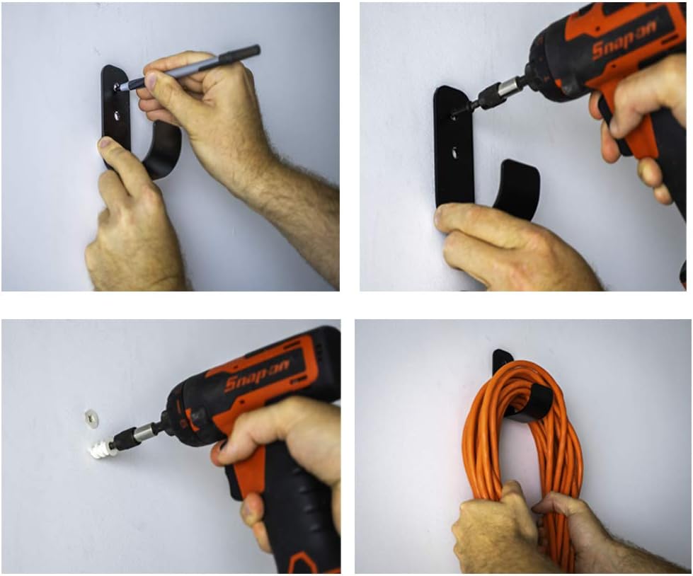 J Hooks - Heavy Duty Garage Hooks - Perfect as Pegboard or Service Van Organizer, Garage Storage Hooks, Wall Mount - Shop, Tool, Bike or Ladder Hooks (6-Pack) No Installation Kit