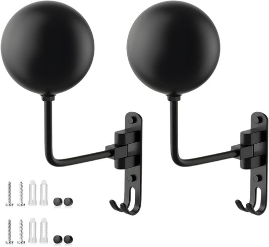 aiGear Motorcycle Helmet Holder, 180°Rotatable Motorcycle Helmet Rack with Double Hooks, Space Aluminum Motorcycle Helmet Holder Wall Mount for Motorcycle Bike Coats, Baseballs, Rugby Helmet (2 Pack)