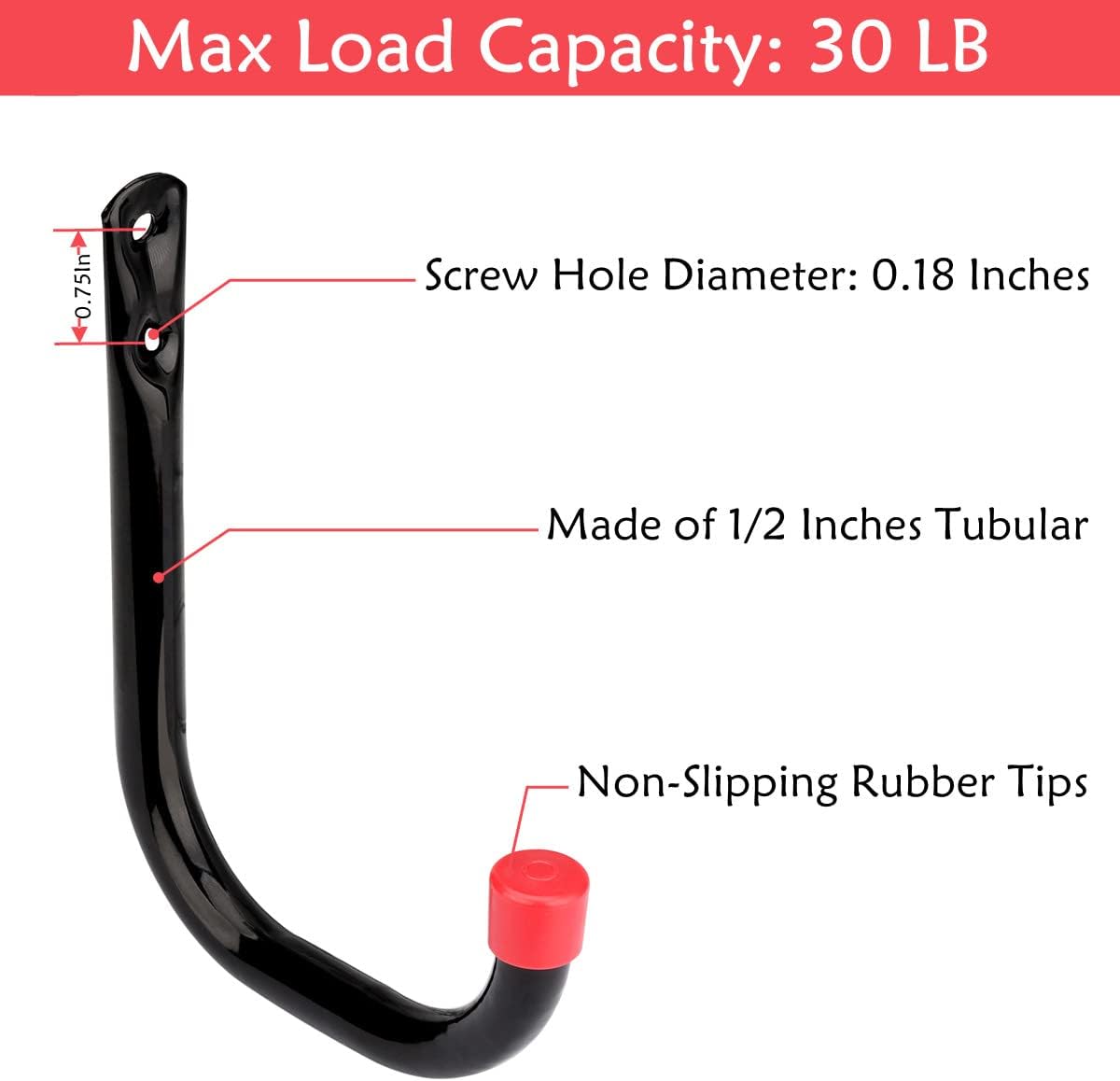 Heavy Duty Steel Garage Storage Utility Hooks, 8 Pack Wall Mount Hanging Storage Utility Naikozmo Hanger, Black and Red