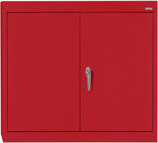 Sandusky Lee WA11301226-01 Wall-Mount Metal Storage Cabinet with Adjustable Shelf, Locking Handle, 200lb Capacity, 12" Depth x 30" Width x 26" Height, Red