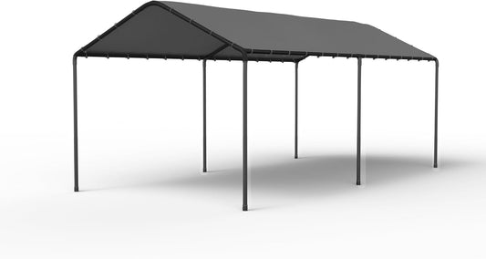 GOJOOASIS 10x20 Carport Heavy Duty Portable Garage Shelter Metal Car Canopy Tent with UV-Resistant & Weatherproof Top Cover for RV & Vehicles (Gray, 10x20 Without sidewalls)
