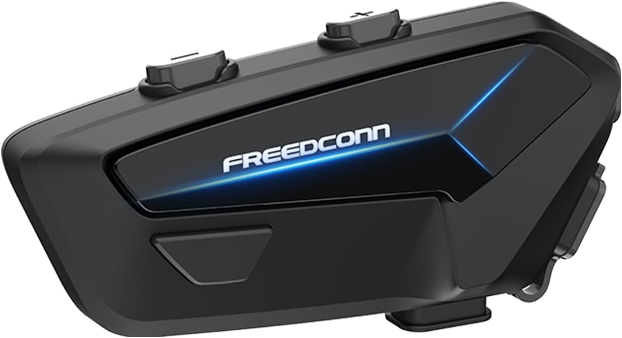 FreedConn FX Plus Motorcycle Helmet Bluetooth Headset, Auto-Join Mesh Network, 16 Riders Intercom Motorcycle Communication Systems with CVC and AI Noise Cancellation for Group Ride, 1 Pack