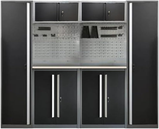 JZD Metal Garage Cabinet Set, Heavy Duty, Tool Cabinets with Drawers, for Workshop Utility Room, No Wall Mounting Needed