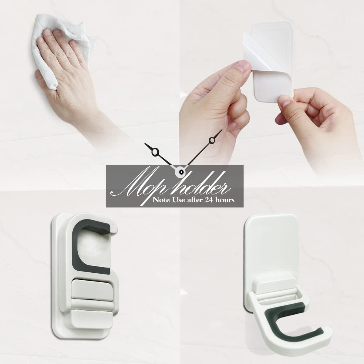 3Pack Broom and Mop Holder Wall Mount, Grippers No Drilling Self Adhesive, Anti-Slip Mop Handle Hanger Dustpan House hold Cleaning Organizer Rack Wall Mounted Utility Rack