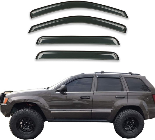 Smoke Sun/Rain Guard Window Visors Compatible with 2005-2010 Jeep Grand Cherokee Wind Deflector 4pcs 94243