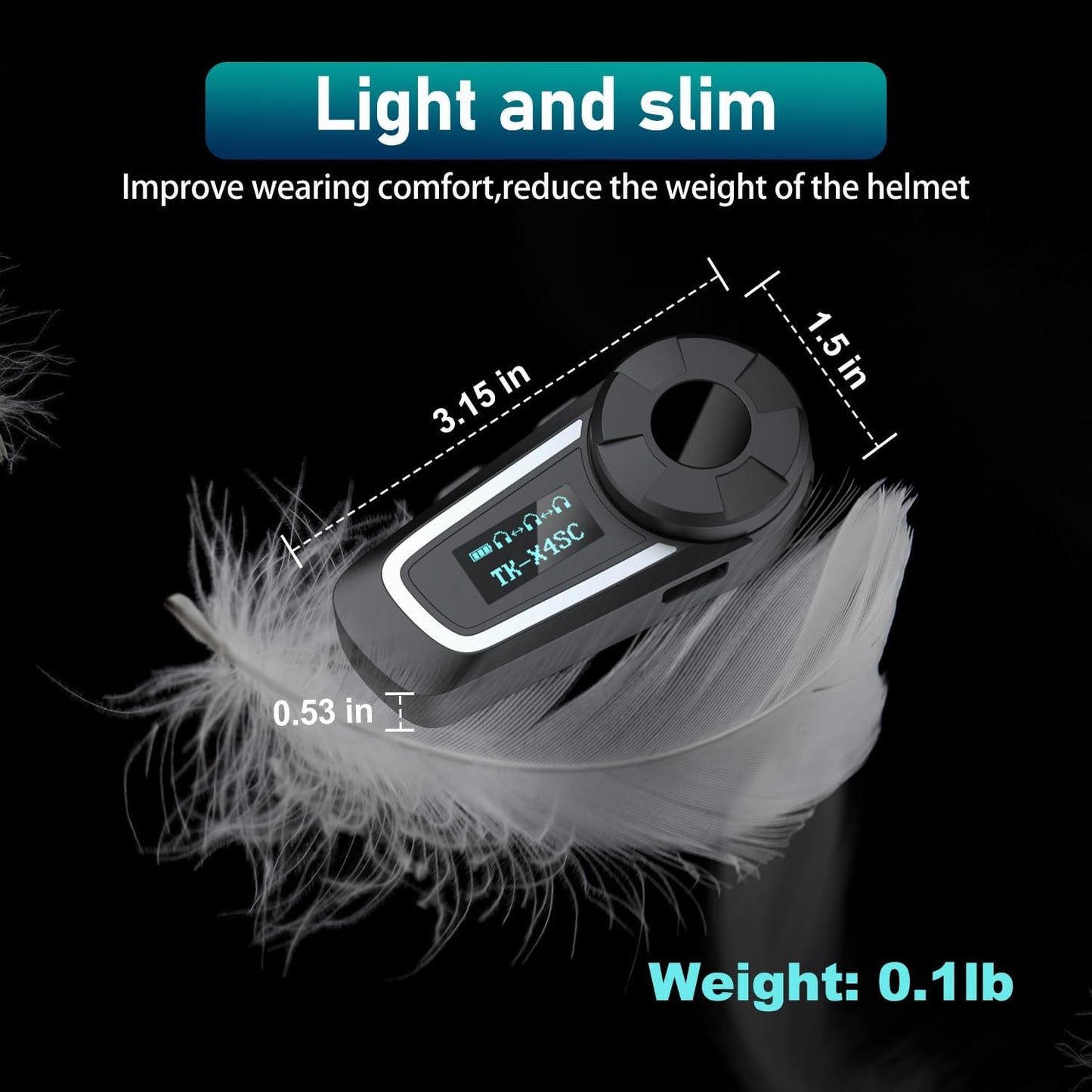 TK-X4SC Motorcycle Bluetooth Headset, 6 Riders 2000m Helmet Group Intercom with Music Share/Top-Tier Noise Reduction/LCD Screen,Universal Communication System Headphones(1 Pack)