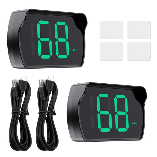 2 Pack GPS Digital Speedometer for Car MPH, Universal HUD Speed Meter with LED Large Font Head Up Display Car Accessories with USB Cable, Plug Play for Truck Motor SUV Golf Cart All Vehicles