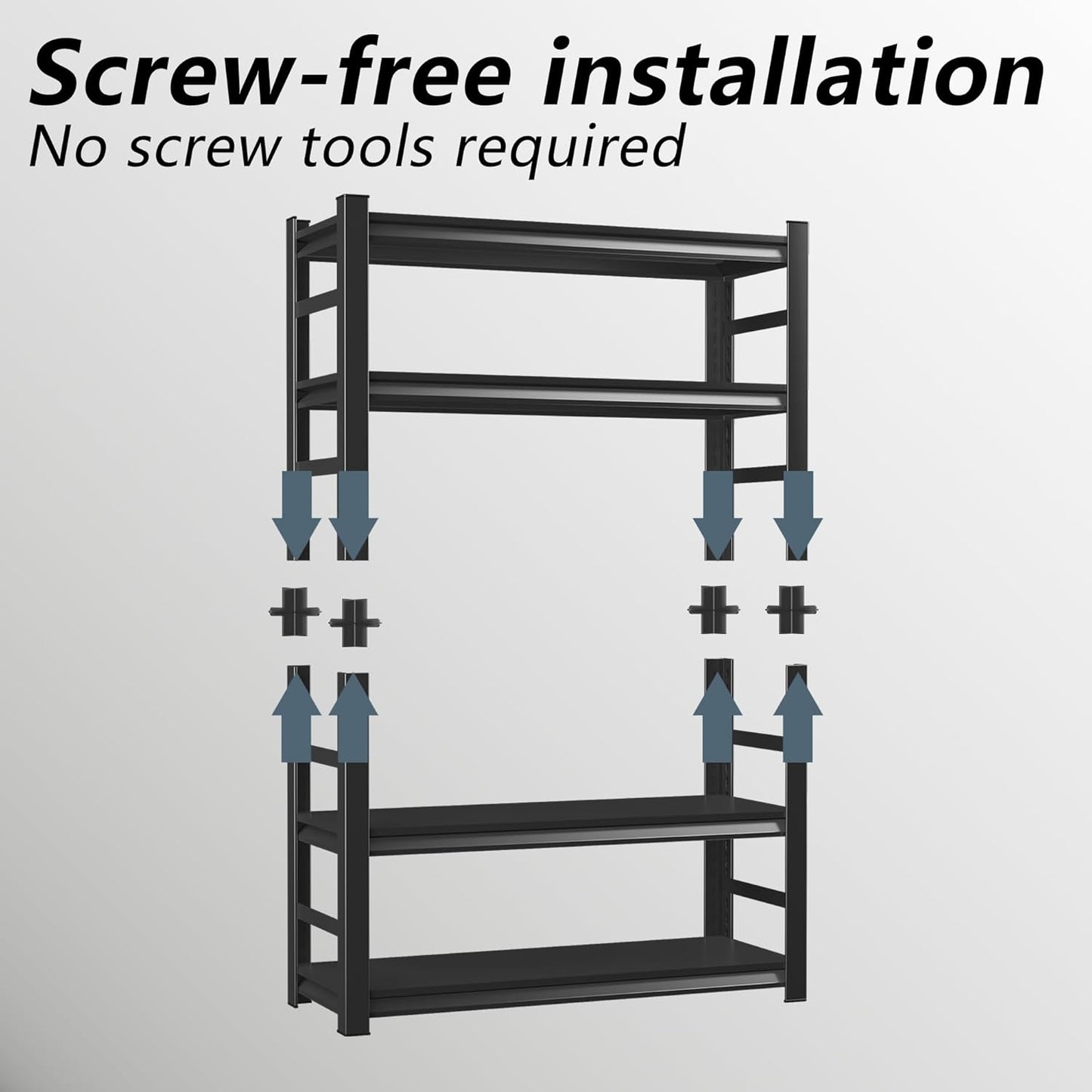 【Industrial Metal Adjustable Storage Shelving Units】Heavy Duty Steel Wire Rack for Garage, Basement, Shed & Kitchen - Standing Organizer Shelf with Black Finish - Tool Pantry Utility Storage Solution