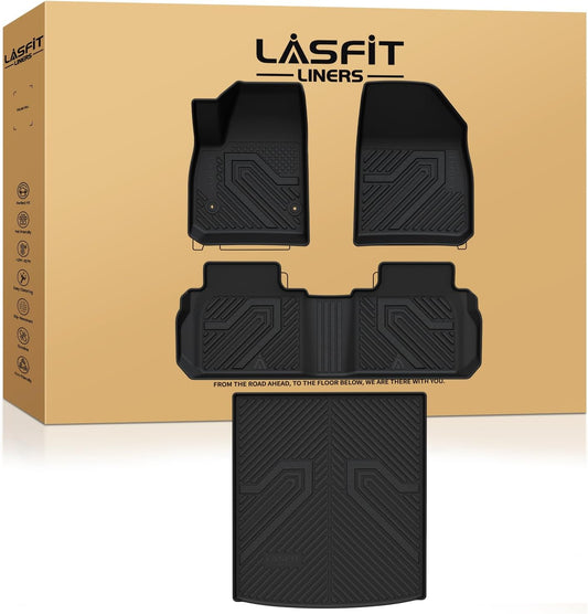 LASFIT Floor Mats & Cargo Liner for Chevrolet Chevy Blazer 2019-2021 (Gas Only), All Weather TPE Custom Fit Floor Mats for Cars (Only Fit Optional Cargo Management System), Car Mats Full Set, Black