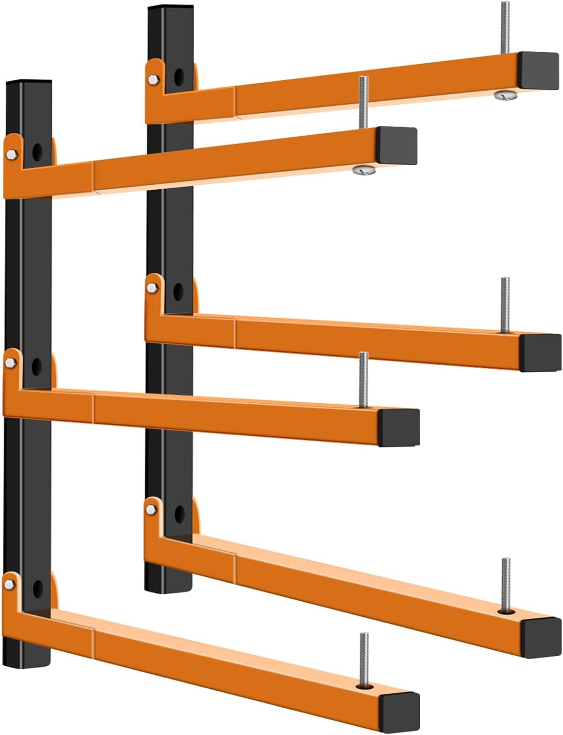 Lumber Rack Wall Mount, Heavy Duty Wood Storage Racks, 3-Level System Garage Shelving, 380 Lbs Capacity Organizer Shelves, Folding Orange Brackets, 2 Pack Hanging Metal Shelf for Indoor and Outdoor