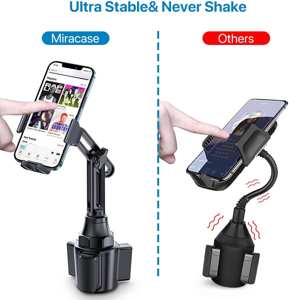 Miracase [2025 Latest Upgraded] Universal Cup Phone Holder for Car, [Rotatable & Adjustable] Long Neck Car Cup Holder Phone Mount Compatible with iPhone, Samsung, Google & More Smartphones