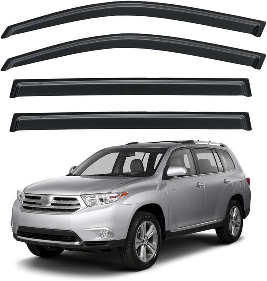 Window Visors Rain Guards Shield for 2008-2013 Toyota Highlander, Out-Channel Window Vent Wind Deflectors Visors Shades for 08-13 Highlander Hybrid