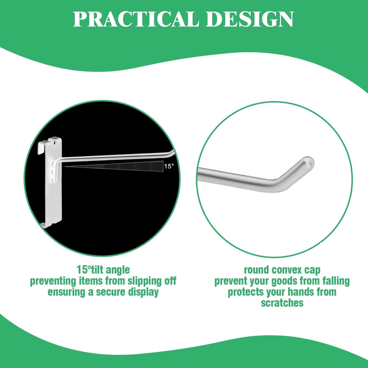 40Pcs 10" Gridwall Display Hooks Assortment Set, White Metal Grid Wall Panel Hanging Display Hook for Garage Shop Retail Storage, Wire Diameter 5mm/ 0.2”