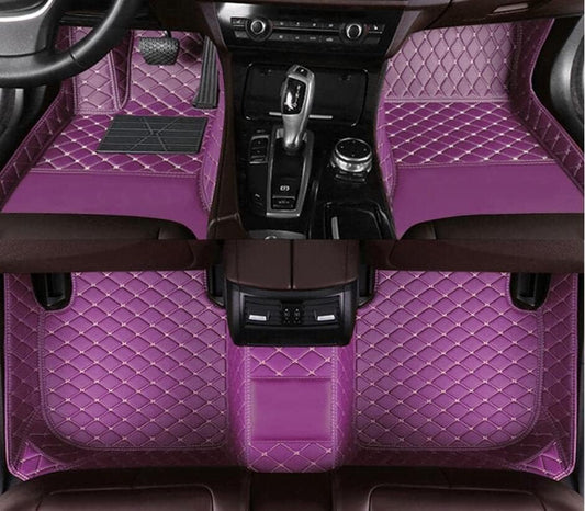 Custom All-Weather Protection Leather Car Floor Mats for Cars Sedan SUV Sports Car Waterproof Floor Mat (Purple)