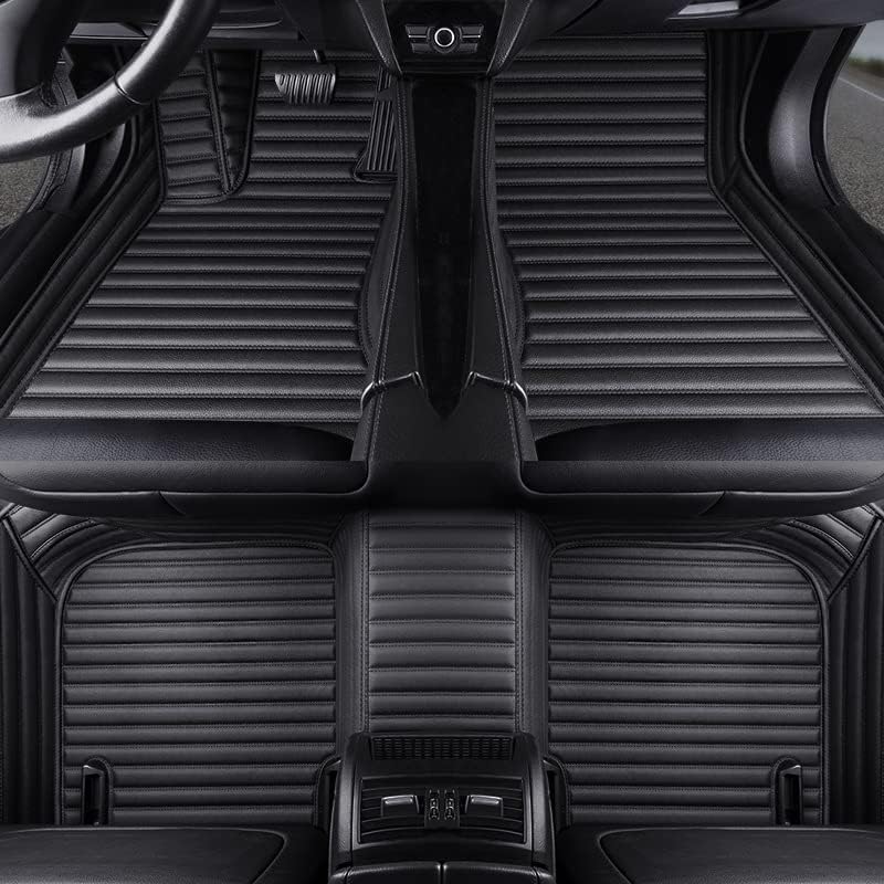 Custom All-Weather Protection Luxury Leather Floor Mats for Cars SUVs Trucks According Anti-Slip Leather Floor mats ﻿ (43,Striped Black)