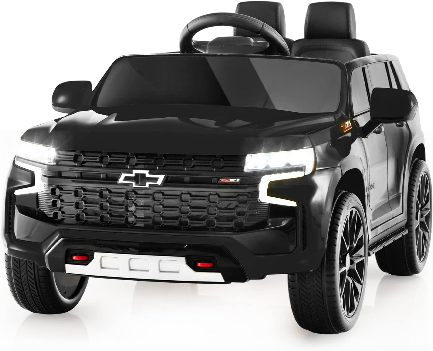 Costzon Ride on Car, 12V Licensed Chevrolet Tahoe Battery Powered Electric Vehicle w/ 2.4G Remote Control, High/Low Speed, Music, Lights, MP3/USB/FM, Spring Suspension, Electric SUV for Kids (Black)