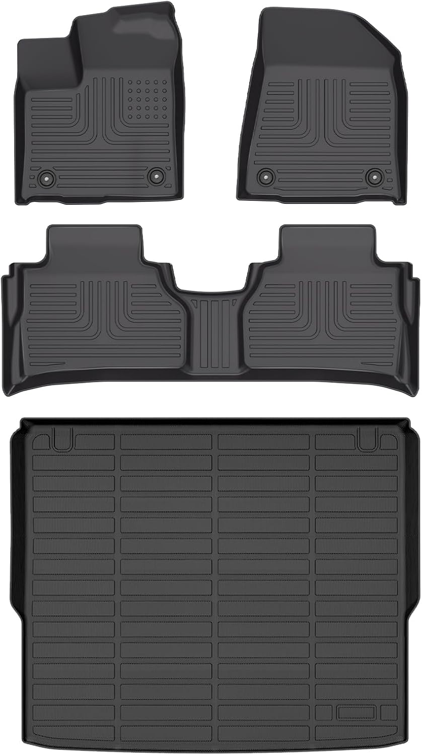 Wayhigh-All Weather Floor Mats and Cargo Mat Set Fit for 2025 Nissan Murano, TPE Car Mats Waterproof Heavy Duty Rubber Floor Liners for 2025 Nissan Murano Accessories
