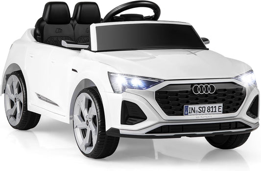 Licensed Audi SQ8 Ride on Car by OLAKIDS, 12V Kids Electric Vehicle with Remote Control, Toddlers Battery Powered Toy with 3 Speeds, Wheels Suspension, Music (White)