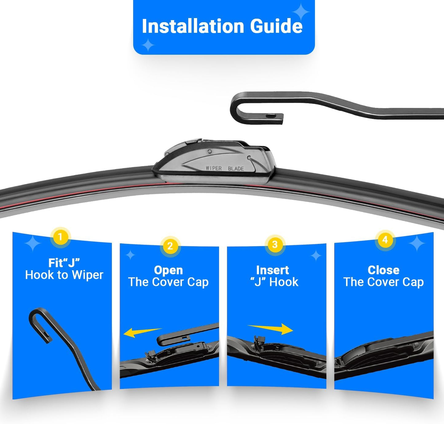 Windshield Wiper Blades Replacement for 2007-2014 Toyota FJ Cruiser Original Factory Quality Front Rear Wipers Blade Set for My Car - 16" 14" 14" 10" (Pack of 4)