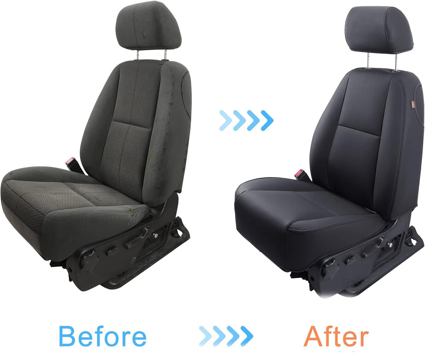 LUCKYMAN CLUB Custom Fit Seat Covers for 2007-2013 Chevy Silverado Sierra 1500 Crew Cab, 2007-2014 Silverado Sierra 2500 3500 Crew Cab (Black)