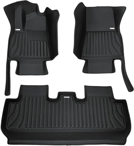 Floor Mats for Tesla Model Y（2021-2025） Custom Fit All Weather Cargo Liner Cargo Trunk，Full 360° Cabin Protection，GapZero Fit with TrackGuard Rail Protection (Does NOT fit 7-Seat & Juniper)