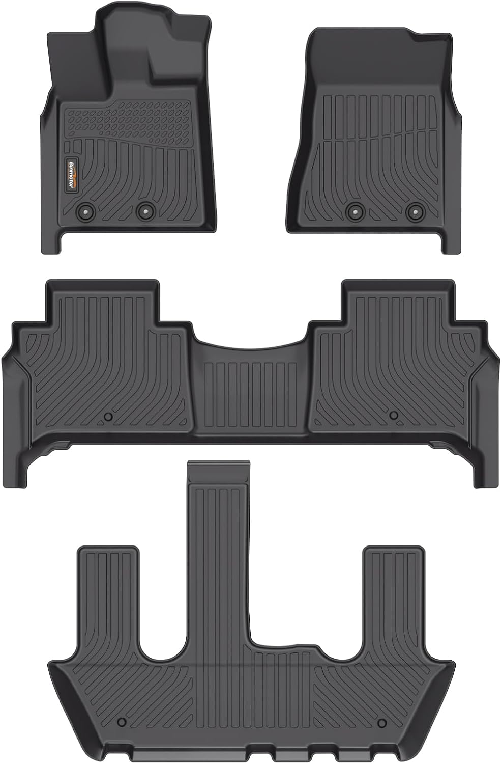 Binmotor-Floor Mats for Nissan Armada/Infiniti QX80 2025, Bucket Seat (7 Seats) 丨 TPE All Weather Car Mats Rubber Liners for Nissan Armada Accessories Cargo Trunk Mat