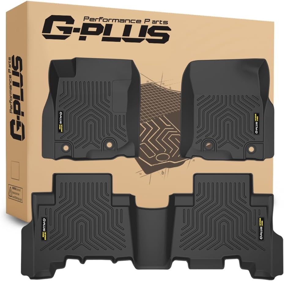 G-PLUS Floor Mats for Toyota 4Runner 2013-2024 & Fit Lexus GX460 2014-2023(Only for 5 Seats),All Weather TPE Custom Fit Floor Liner 1st & 2nd Row Heavy Duty Car Mats