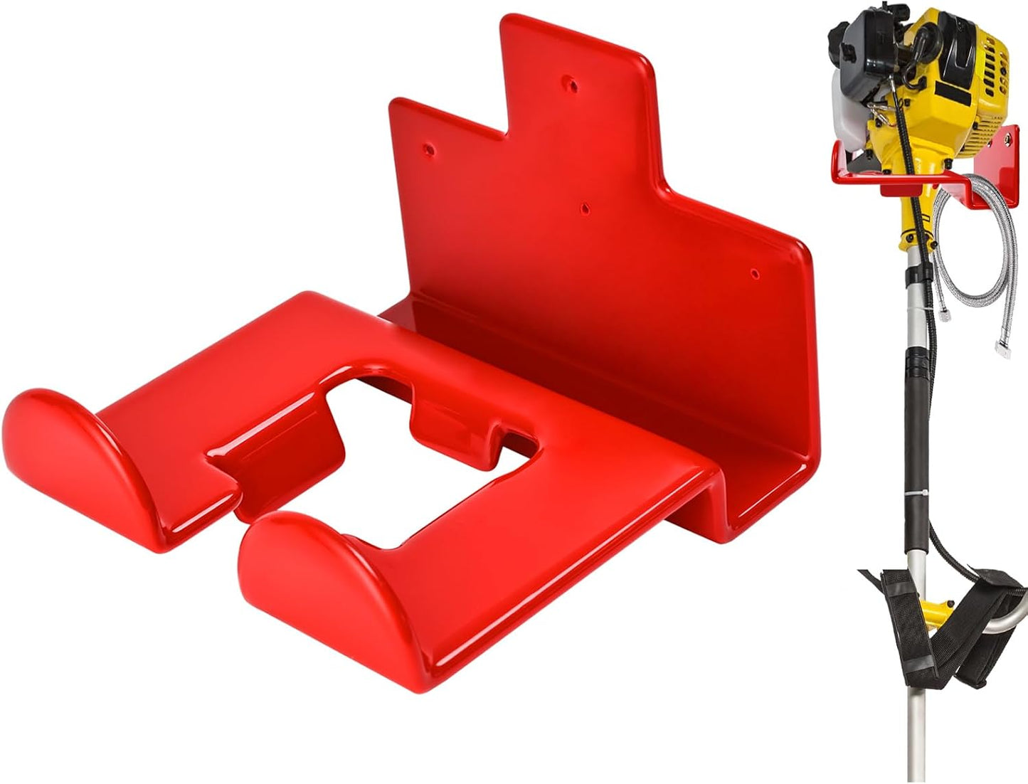 Garage Organization Weedeater Hanger Garage Organizer Trimmer Rack, Wall Mount Garden Tool Organizer Heavy Duty Tool Hangers for Hedge Trimmer, Chainsaw and Leaf Blower (1 Pack, Red)