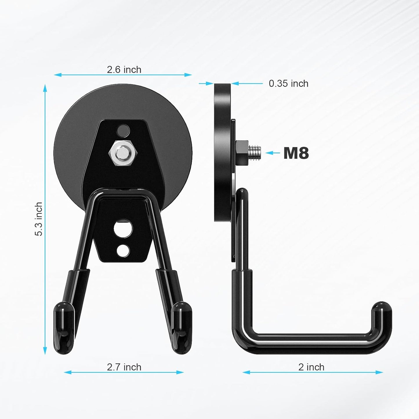 1 Pack Large Heavy-Duty Magnetic Garage Hooks - Strong Magnetic Tool and Utility Hooks with Anti-Scratch Rubber Coating - Ideal for Garage, Workshop, Tool Cart, and Outdoor Storage