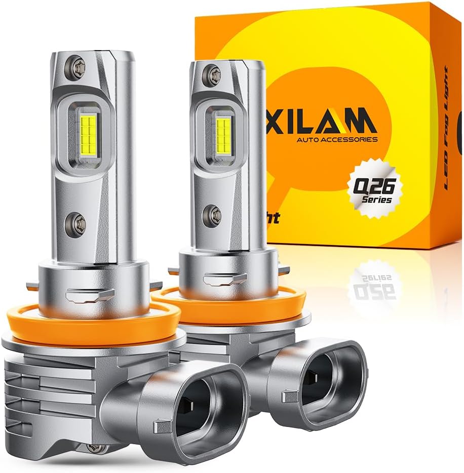 OXILAM H11 LED Bulbs, 30000 Lumens 800% Ultra-Bright, 6500K Pure White H8 H9 Fog Light, Easy Plug-N-Play Installation, IP68 Waterproof, Pack of 2