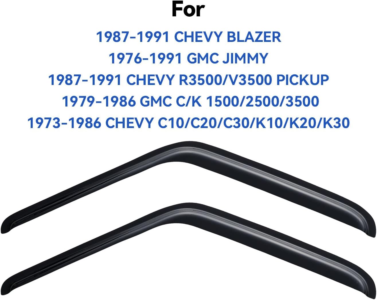 Window Visors Rain Guards for 1987-1991 Chevy Blazer, Out-Channel Window Vent Wind Deflectors Visors Shades for 1973-1991 Chevy GMC C/K/R-Series Pickup/Suburban