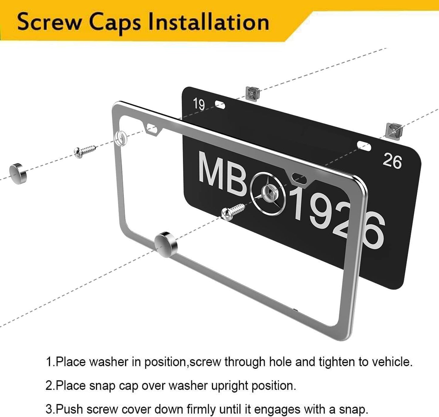 3D License Plate Frame Embroidered Floral Pattern Stainless Steel License Plate Frames Holder Covers Rust-Proof Auto Parts Decoration with Screws License Plate Holder for Car Accessories 12x6 Inch