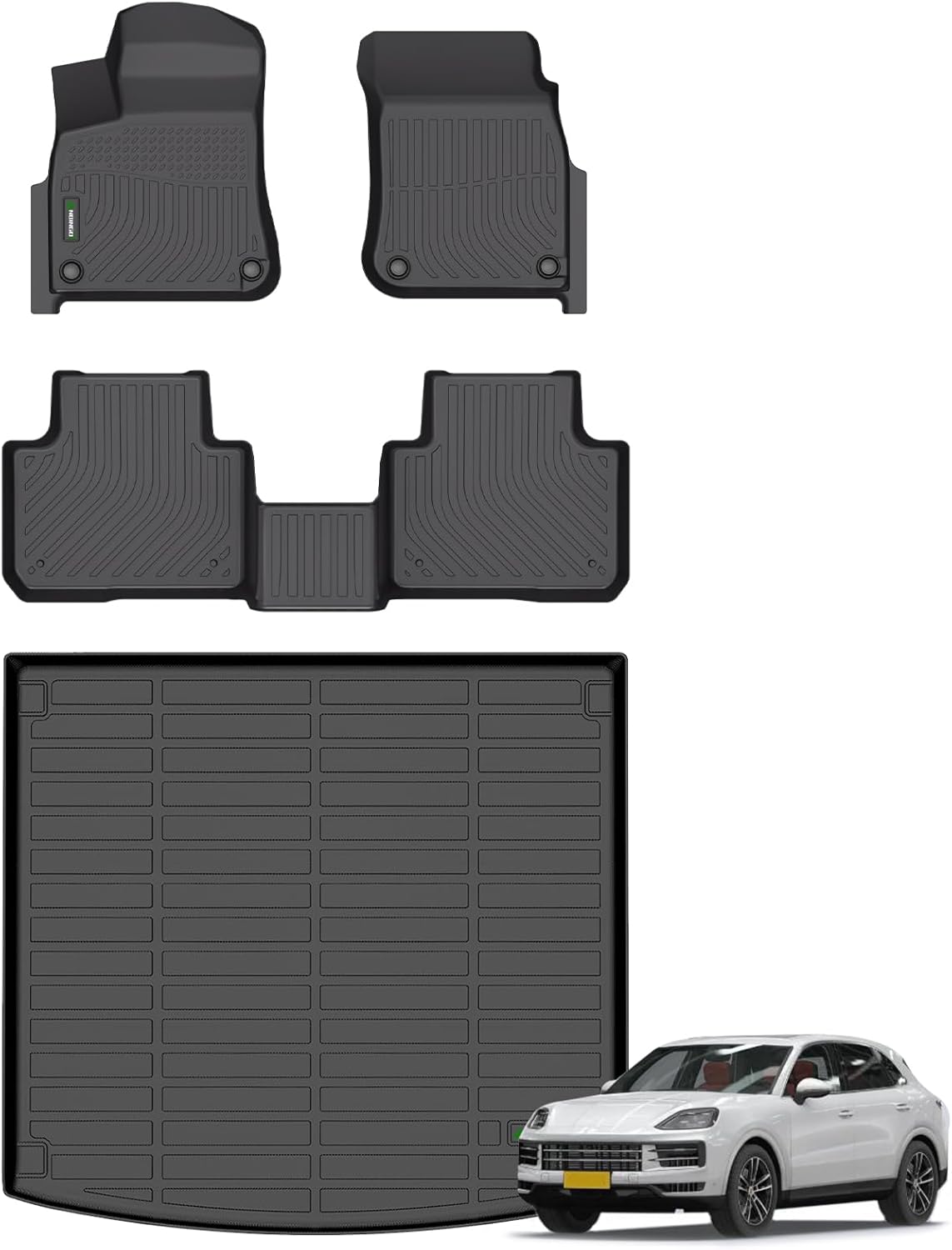 ANBINGO®-Floor Mats & Cargo Liner Custom for Porsche Cayenne 2019-2025 All Weather Protection TPE Heavy Duty Non-Slip Automotive Cayenne Floor Liners Fits Full Set Accessories, Black