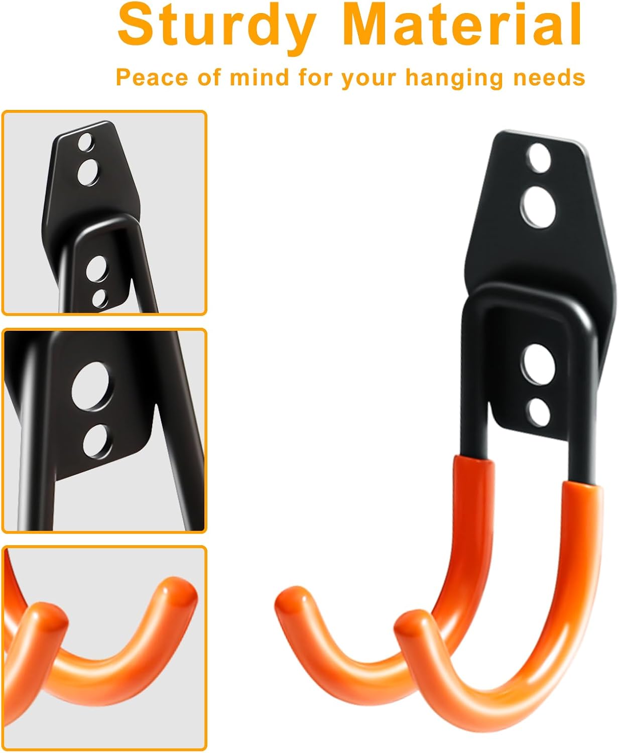 KURUI Heavy Duty Garage Hooks for Hanging, 2 Pack Metal Garage Organization Hooks, Garage Storage Hooks for Ladder Extension Cord Cable, Wall Mount Small Utility Hooks, Garden Tool Organizer/Hanger