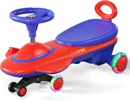 Kids Electric Ride On Car 12V - Electric Wiggle Car with Rechargeable Battery, LED Lights & Music,Anti-Rollover for Boys Girls Ages 3-8, Indoor/Outdoor Toy Vehicle up to 150 lbs