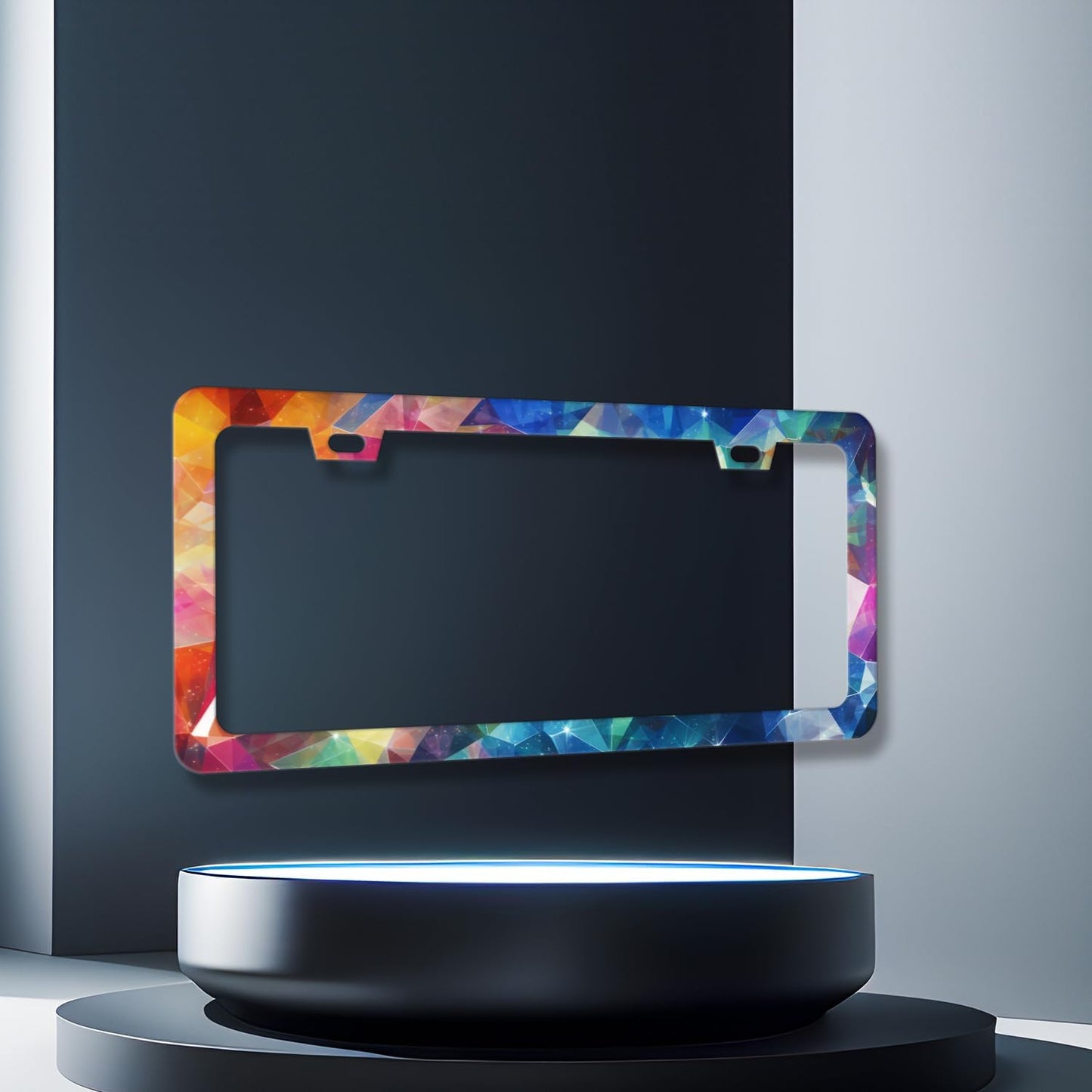 Abstract Shiny License Plate Frame Colorful Bling License Plate Holder for Personalized Car Decorative Stainless Steel Funny License Plate Cool Auto Part with Screws Men Women 12.2" x 6.2"