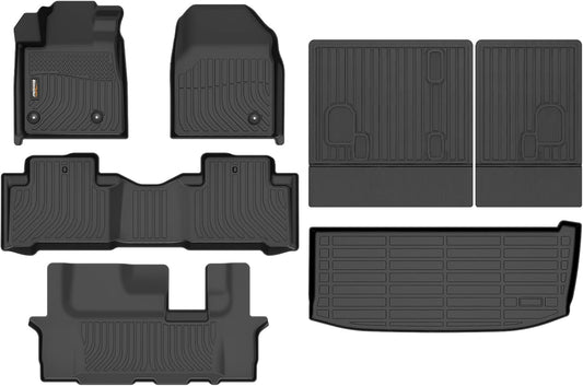 Binmotor-Floor Mats with Cargo Liner Set for Honda Pilot 2009-2015, All Weather Car Floor Mats Cargo Trunk Mat for Honda Pilot Accessories Rubber Liners