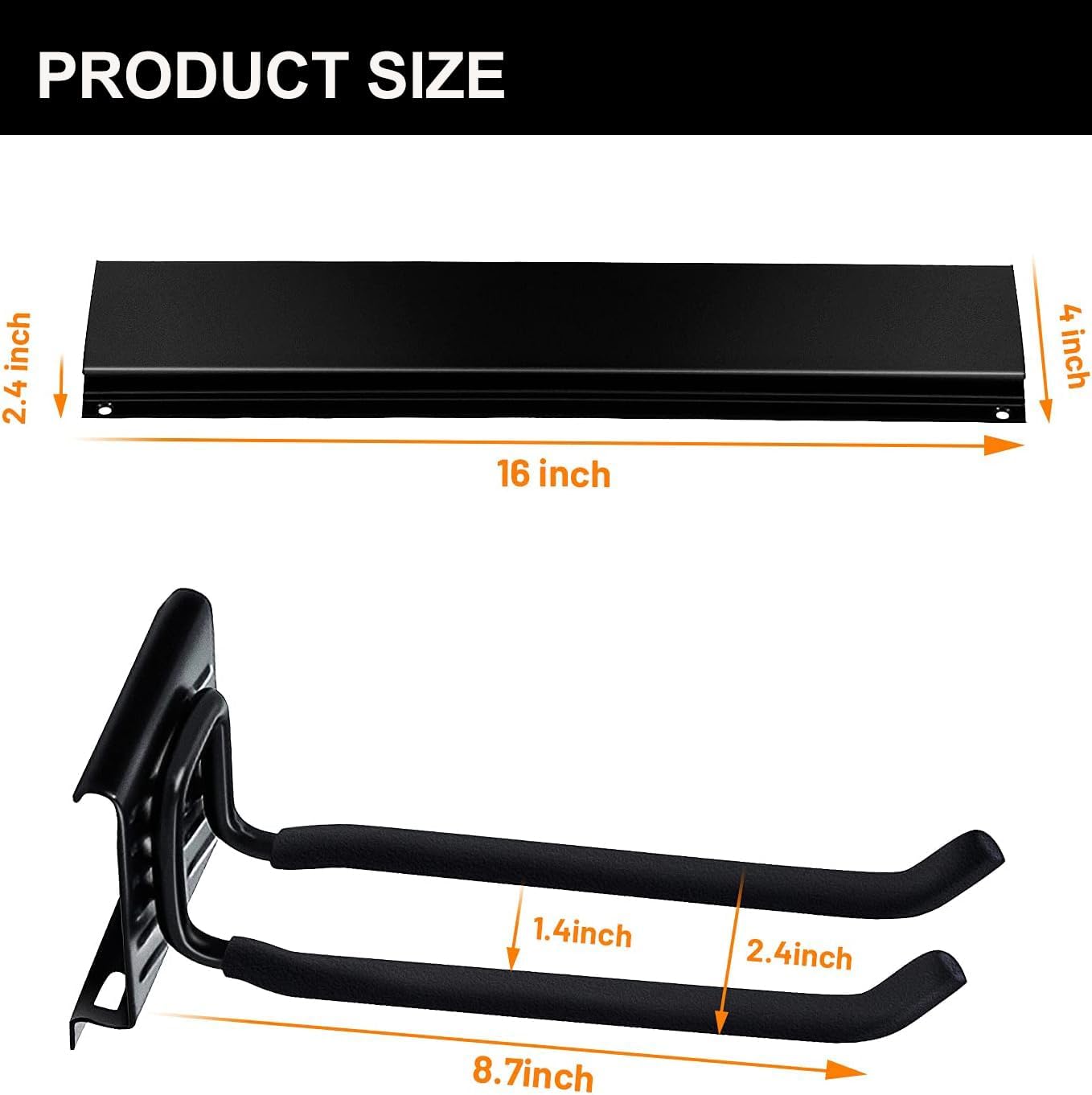 Wallmaster Garage Storage Organization Wall Mount, Garden Tool Rack Organizer Heavy Duty Folding Chair Hangers with 12 Adjustable Hooks 96inch Tracks Max Load 900lb