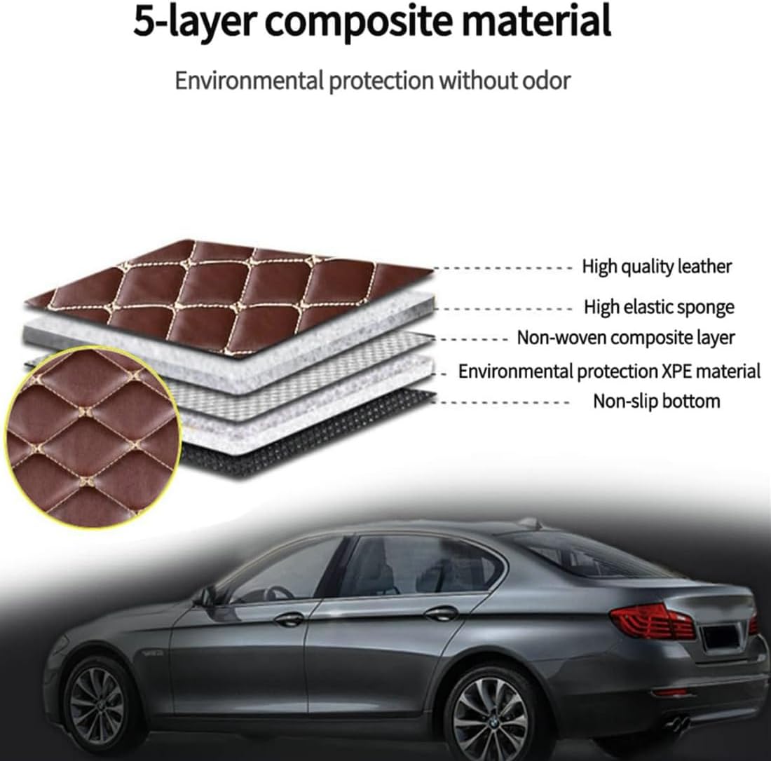 Custom Personalized Floor Mats for Cars，Luxury Full Coverage All Car Floor Mats，Anti-Slip Leather Car Mat Set ，Custom Floor Mats for 99% of Cars, Trucks & SUVs. (Brown)