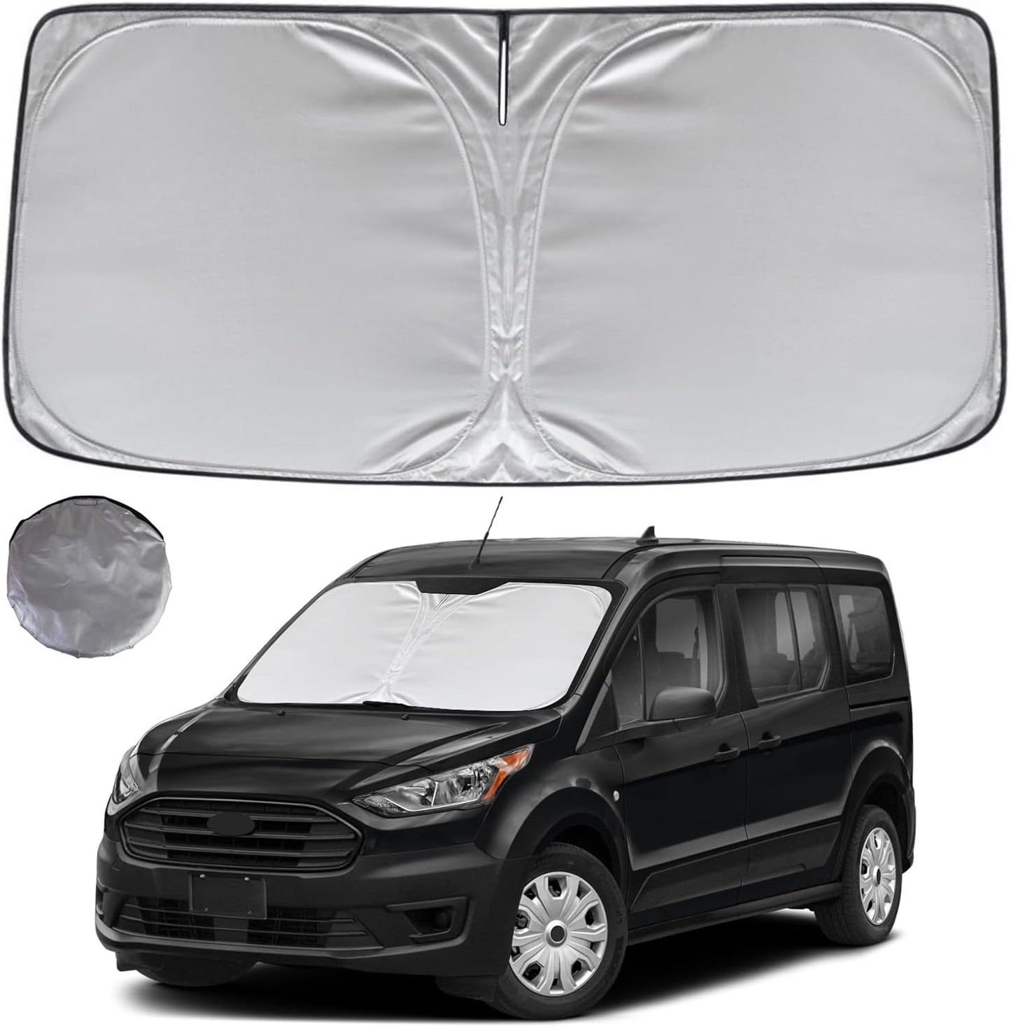 KAYZT Windshield Sun Shade for 2015-2025 2026 Ford Transit Wagon XL,Wagon XLT (Not for Transit Connect), Foldable Sunshade Front Window Custom Fit Car Accessories