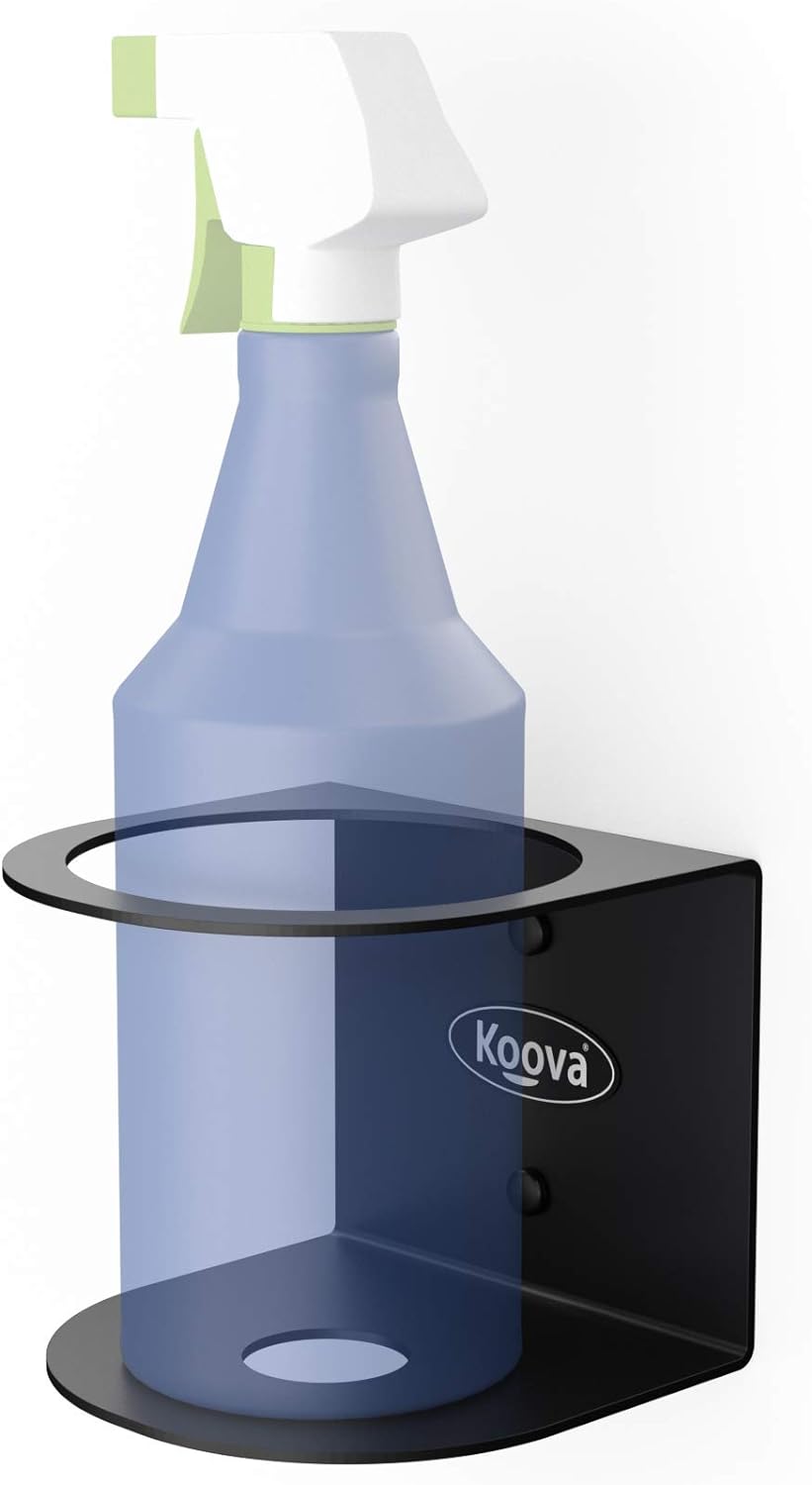 Koova All-Purpose Spray Bottle Holder | Easy Install Wall Mount - Hardware Included | Heavy-Duty Powder Coated Steel Storage Rack for Garage And Home | Craft Workspace Paint Bottle Organizer USA Made