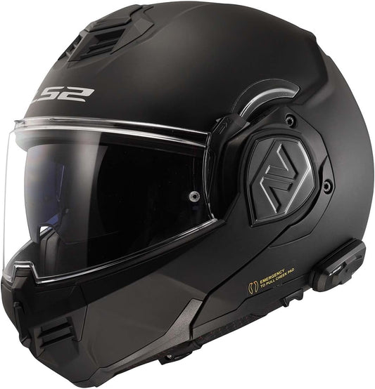 LS2 Helmets Advant Modular Helmet with Integrated Cardo 4X Bluetooth (Noir Matte Black - X-Large)
