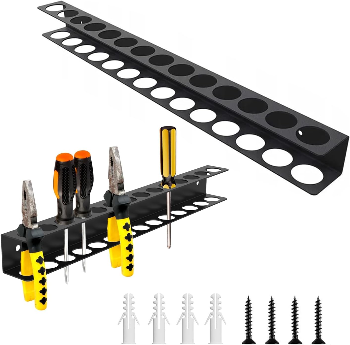2 Pack Screwdriver Plier Organizer Wall Mount Steel Wall Mount Tool Storage Rack Screwdriver Organizer Hand Tool Hammer Pliers Storage Rack For Garage Workshop Homes Workshops Sheds