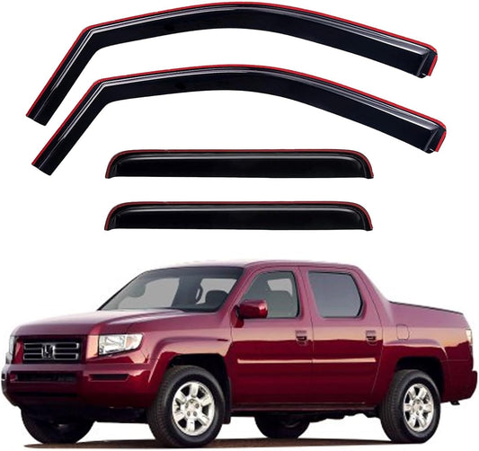 in-Channel Window Visors Rain Guards Shield for 2006-2014 Honda Ridgeline, Window Vent Wind Deflectors Visors Shades for 06-14 Ridgeline