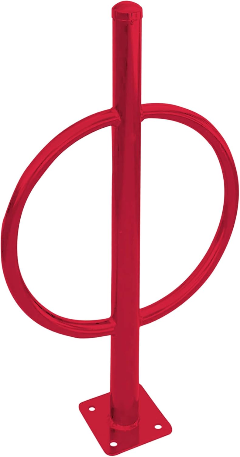 Sandbaggy Post and Ring Bike Rack - Commercial Bike Racks - Galvanized Steel - Anti-Theft Design - In Ground, Apartments, Sidewalks, Industrial (Red, 20)